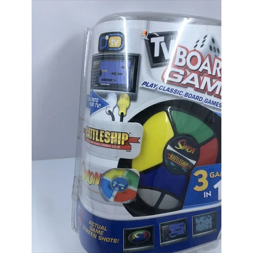 TV Board Games 3 in 1 Plug & Play Battleship, Simon & Checkers. Sealed